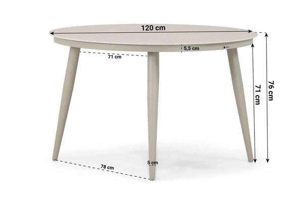 Coco Vienna dining tuintafel 120 cm Ø sand