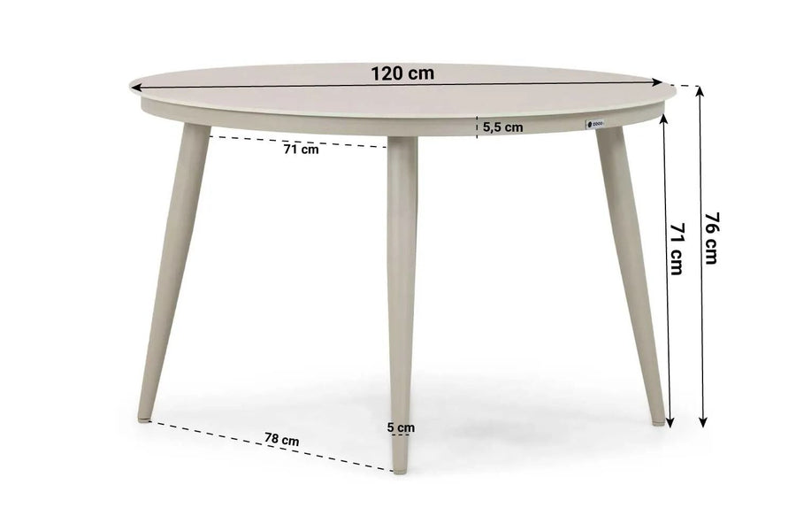 Coco Vienna dining tuintafel 120 cm Ø sand