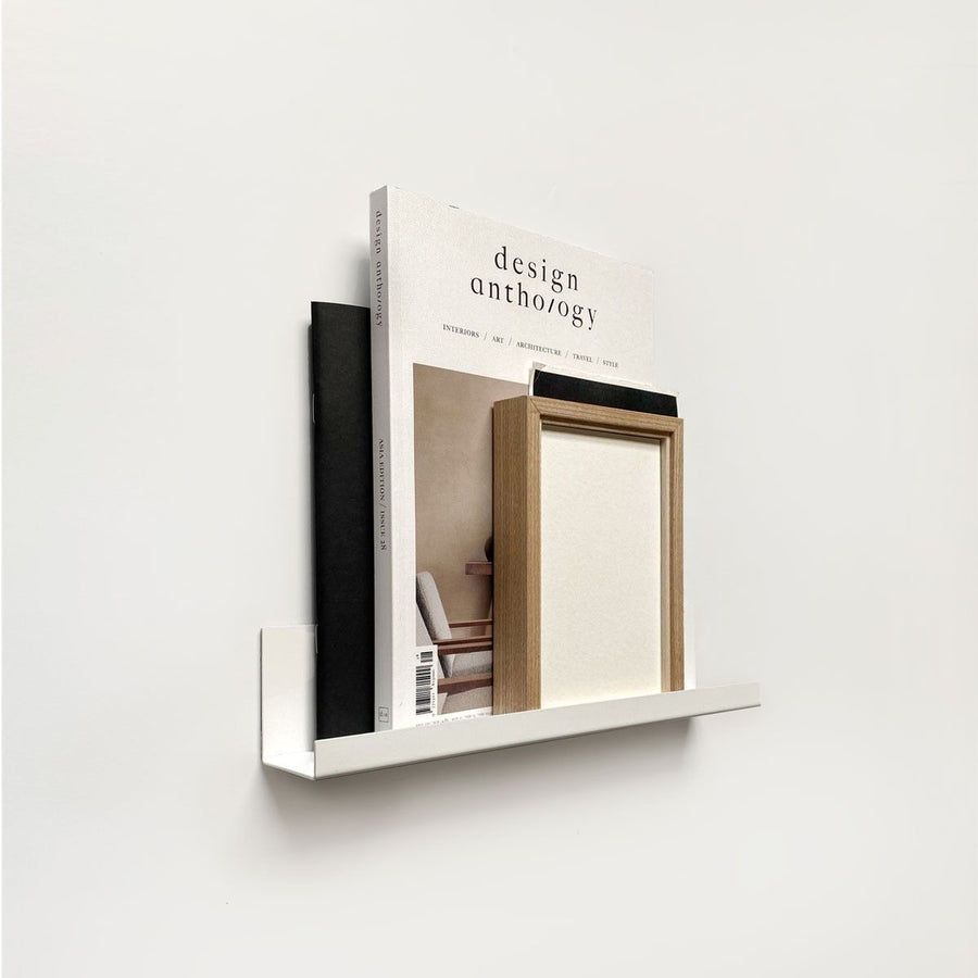 Metal magnetic photo ledge - white