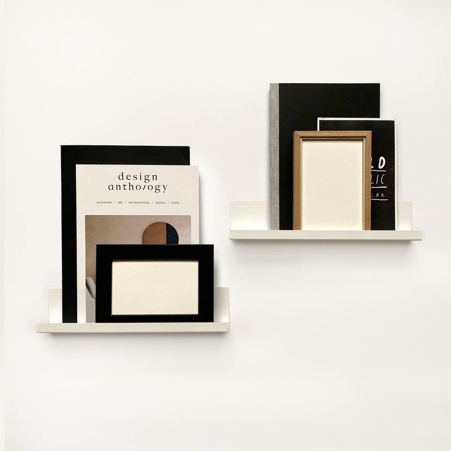 Metal magnetic photo ledge - white