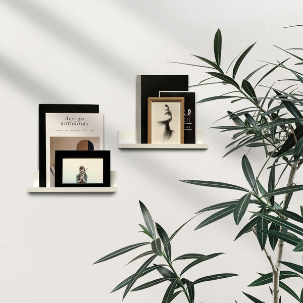 Metal magnetic photo ledge - white