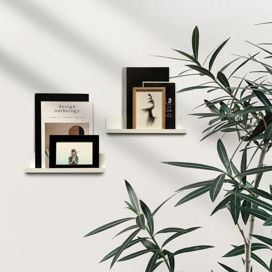 Metal magnetic photo ledge - white