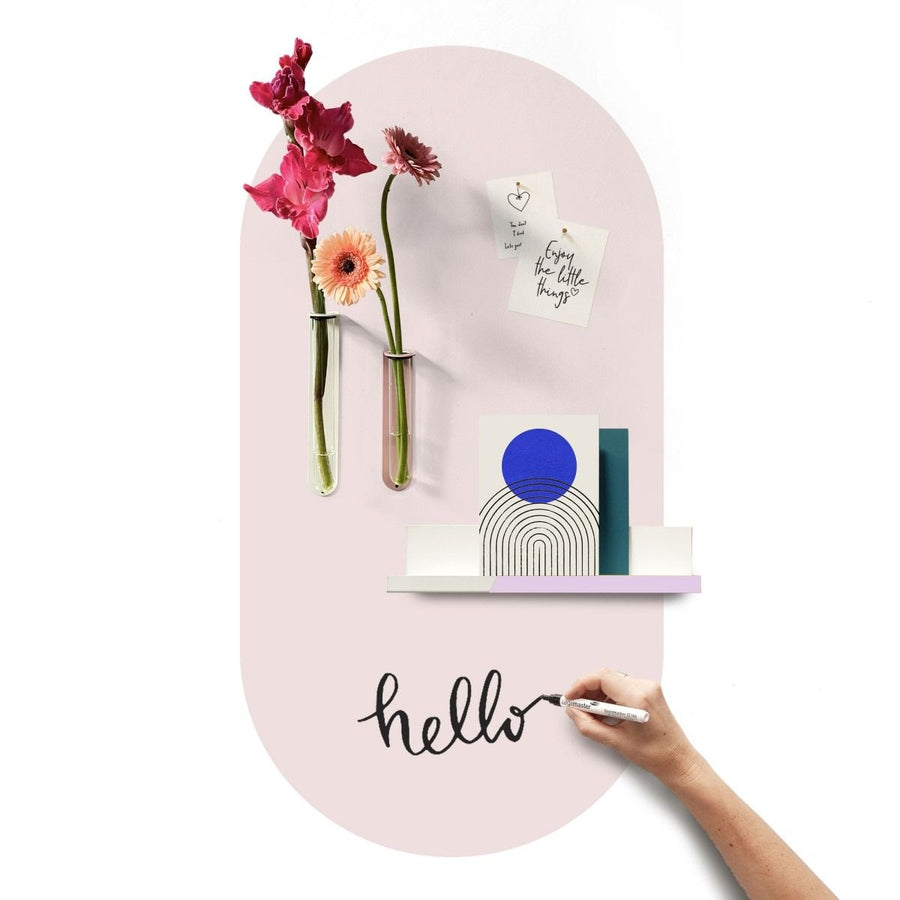 Chalkboard magnetic sticker / oval 47x90cm/pink