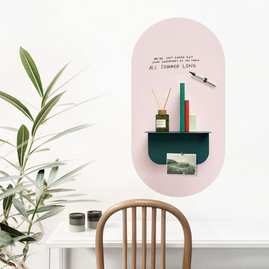Chalkboard magnetic sticker / oval 47x90cm/pink