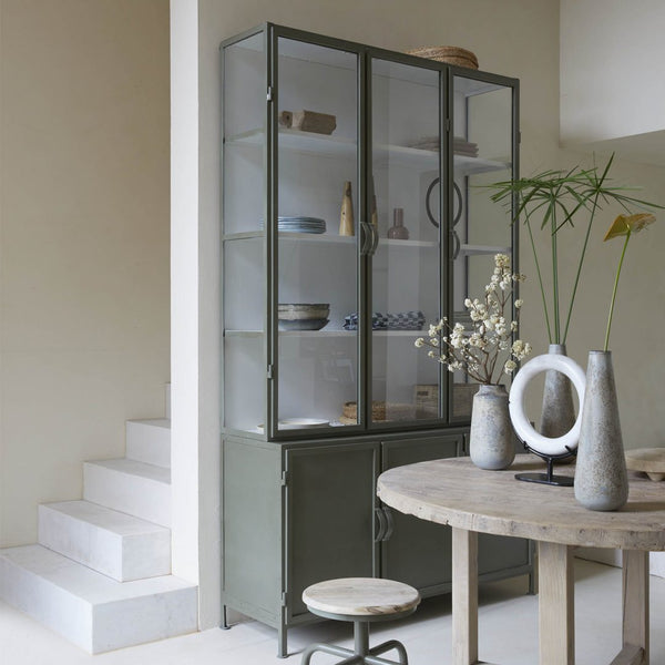 Vitrinekast Detroit 6-deurs olijfgroen