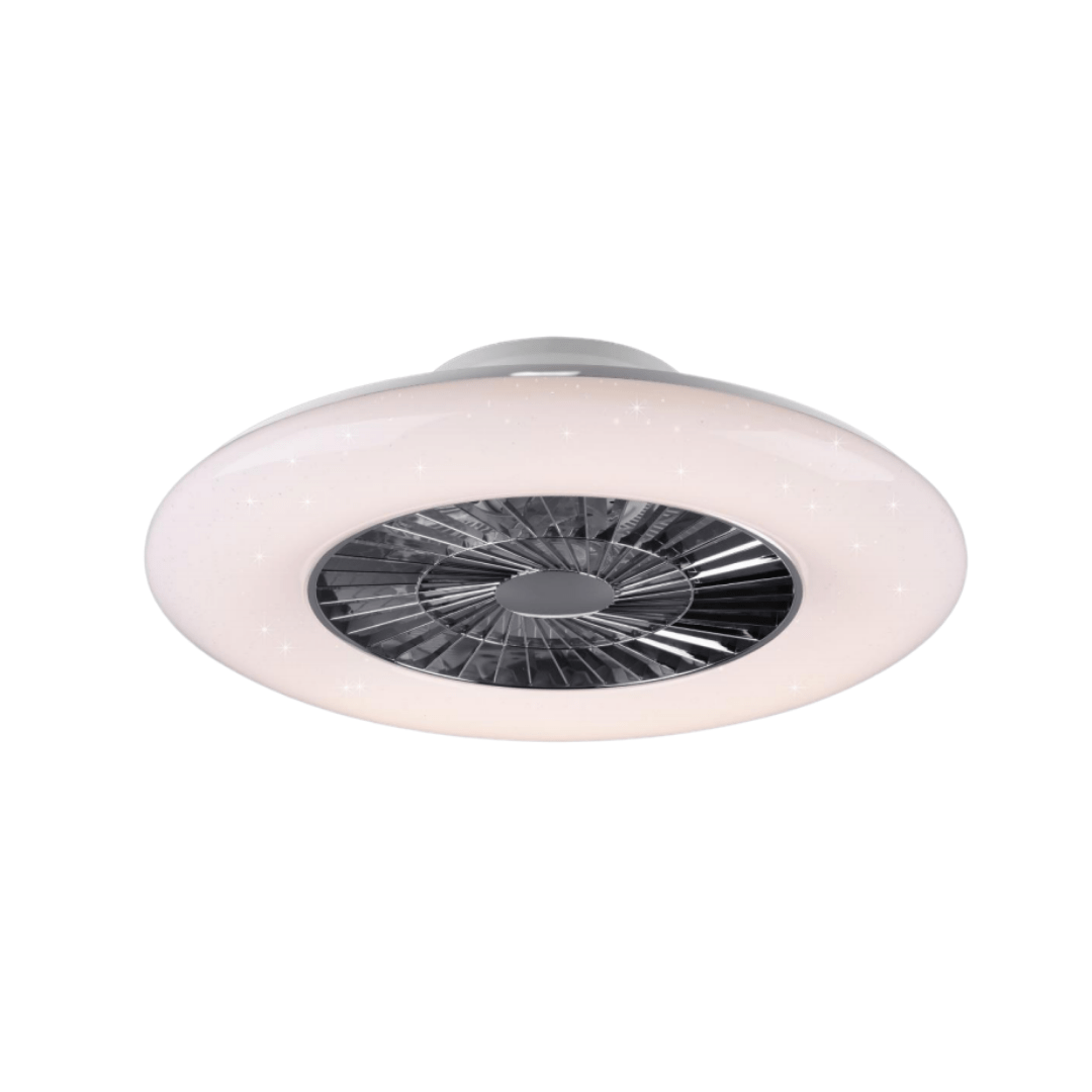Ventilator, Visbyincl. 1 x LED,SMD,38,0 Watt,2700 - 6500K,4400 Lm.Kunststof, Wit, Armatuur Kunststof, Chroom? 59,5cm, H 20,5cmGescheiden schakelbaar,A