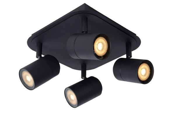 Plafondspot Badkamer LED Dimb. GU10 4x5W 3000K IP44 Zwart