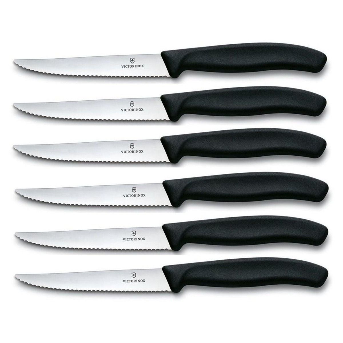 Steakmes 6st.,Victorinox,SwissClassic,rvs/zwartPP,golf,doos