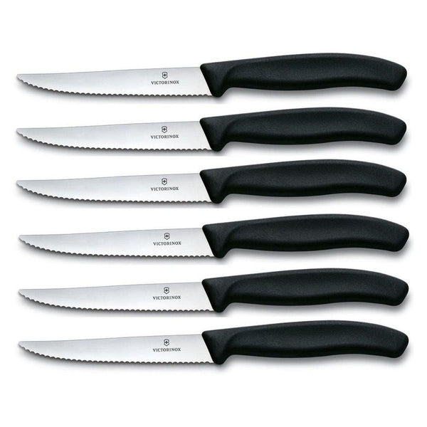 Steakmes 6st.,Victorinox,SwissClassic,rvs/zwartPP,golf,doos
