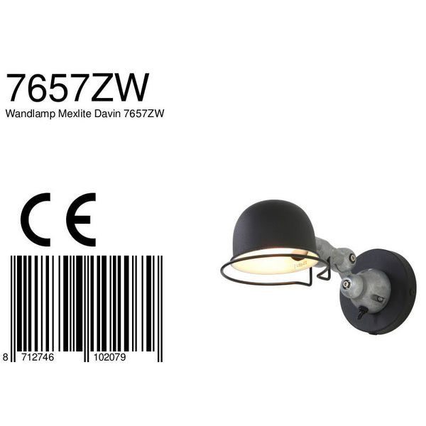 Wandlamp Davin 7657ZW Zwart