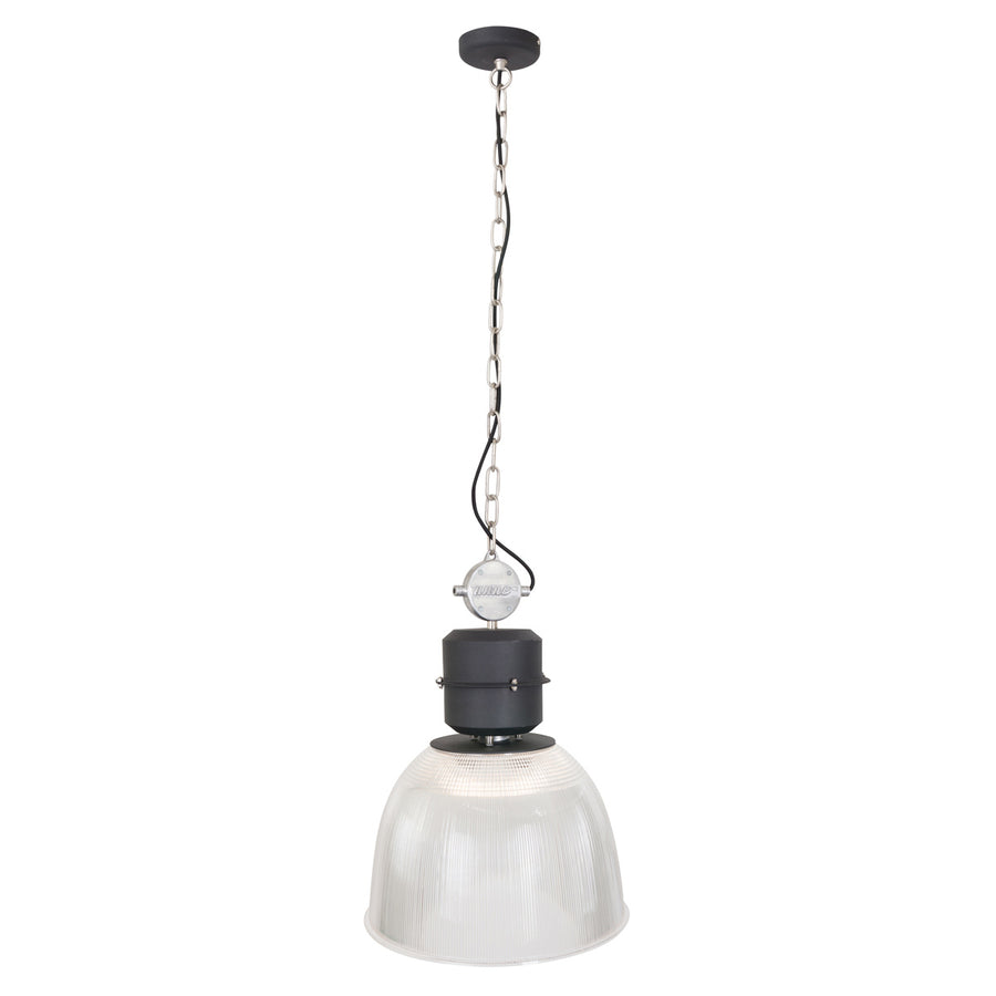 Hanglamp clearvoyant 7695zw - industriël met transparante kap en zwarte details