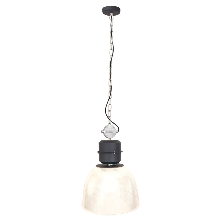 Hanglamp clearvoyant 7695zw - industriël met transparante kap en zwarte details