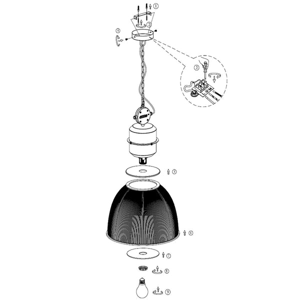 Hanglamp clearvoyant 7695zw - industriël met transparante kap en zwarte details