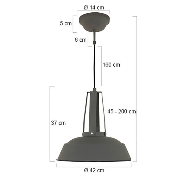 Grijze hanglamp eden 7704gr e27 fitting