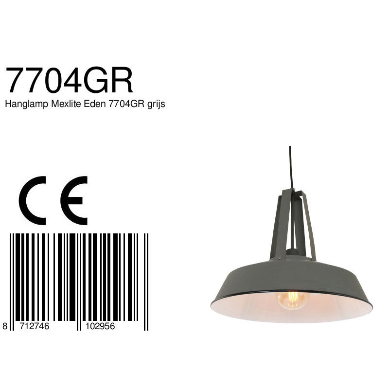 Grijze hanglamp eden 7704gr e27 fitting