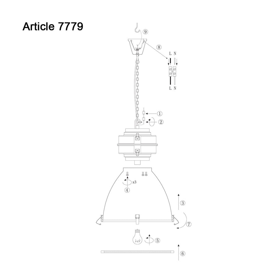 Zwarte industriële hanglamp densi 7779zw ø47 cm