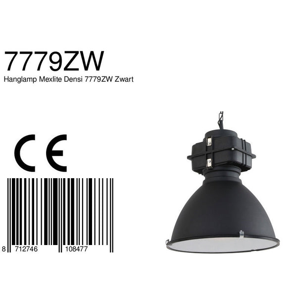 Zwarte industriële hanglamp densi 7779zw ø47 cm