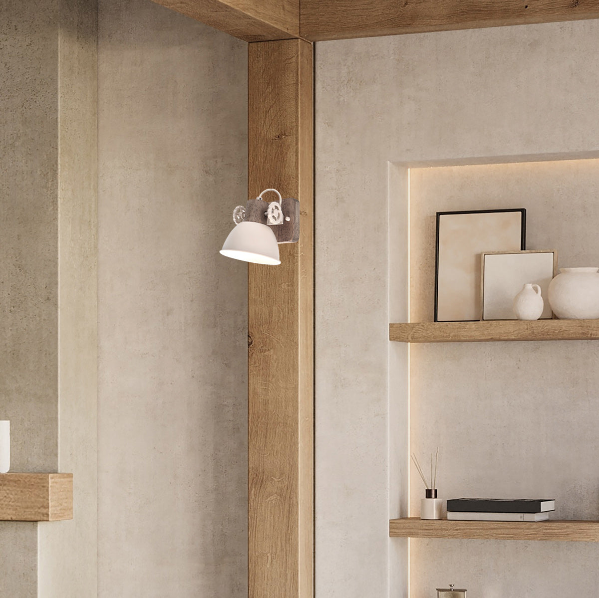 Gearwood 7968cr – crème plafondlamp met houtdetails spot