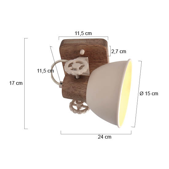 Gearwood 7968cr – crème plafondlamp met houtdetails spot