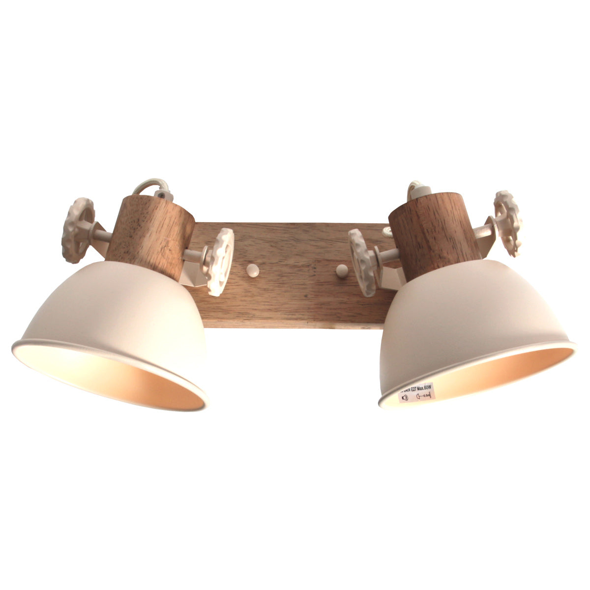 Gearwood 7969cr – crème plafondlamp met houtaccent spot