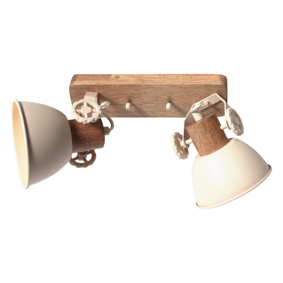Gearwood 7969cr – crème plafondlamp met houtaccent spot