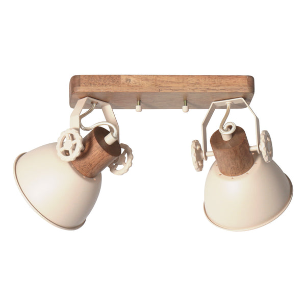 Gearwood 7969cr – crème plafondlamp met houtaccent spot