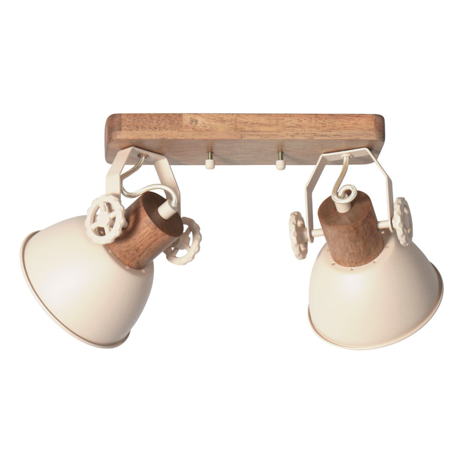 Gearwood 7969cr – crème plafondlamp met houtaccent spot