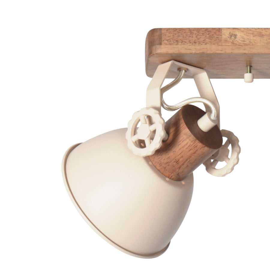 Gearwood 7969cr – crème plafondlamp met houtaccent spot