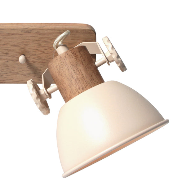 Gearwood 7969cr – crème plafondlamp met houtaccent spot