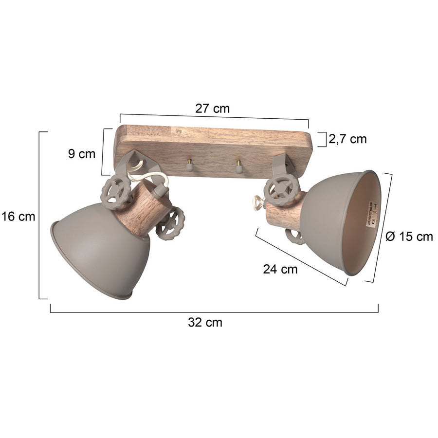 Gearwood 7969ta – taupe plafondlamp met houtdetails spot