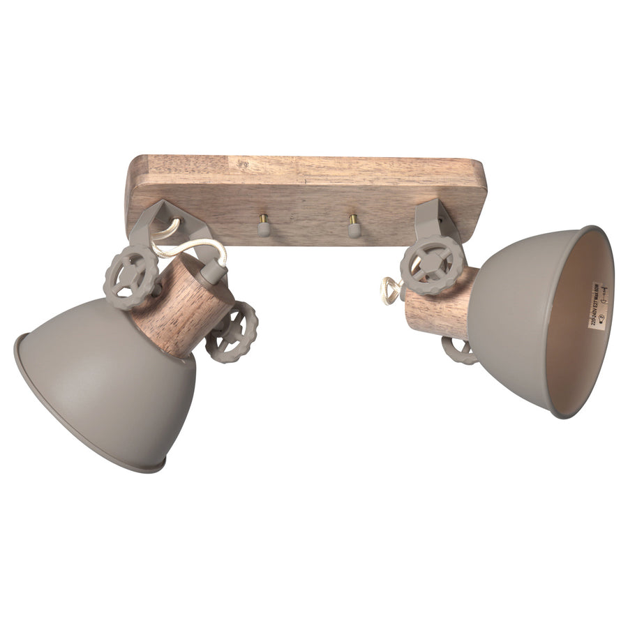 Gearwood 7969ta – taupe plafondlamp met houtdetails spot