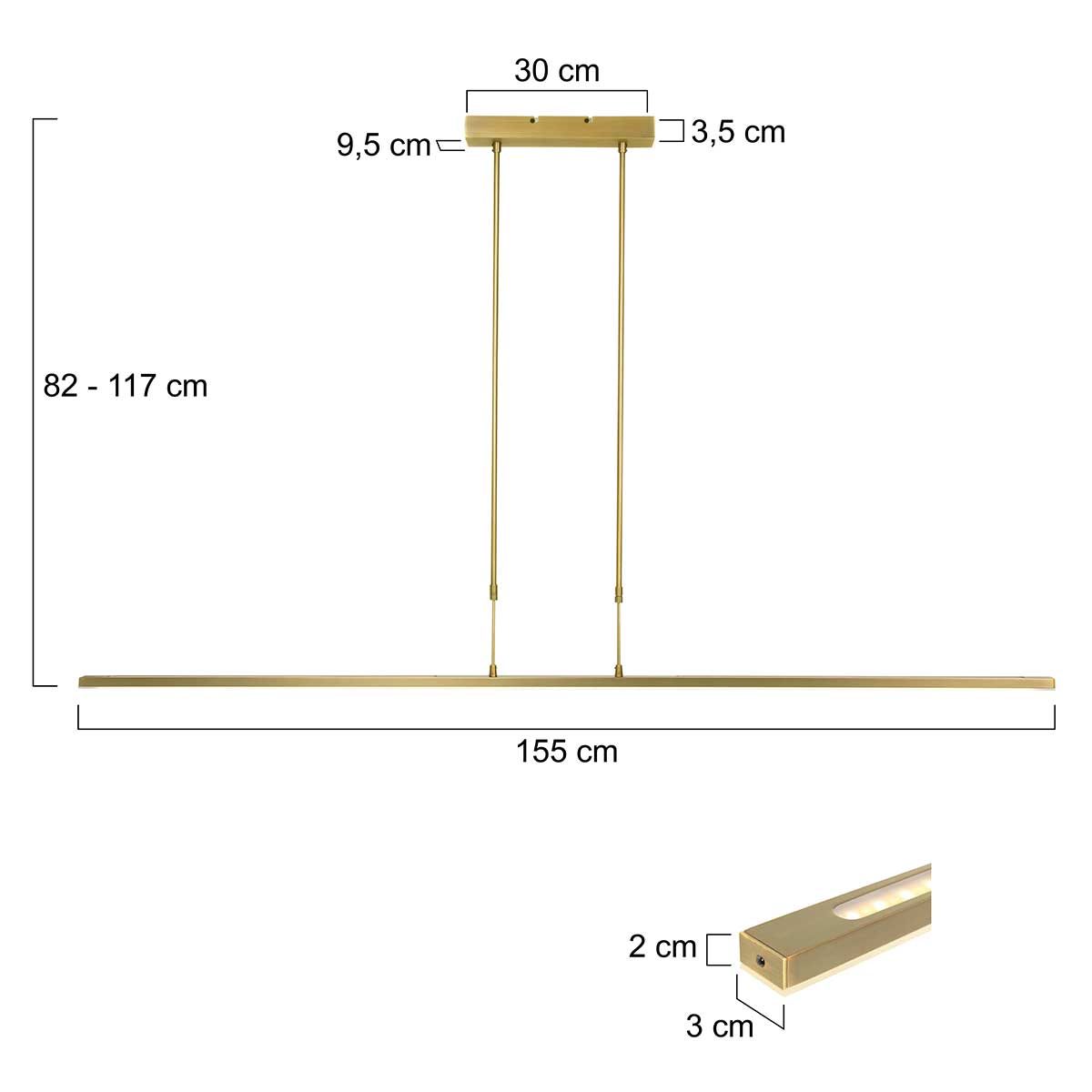 Goudkleurige Hanglamp Zelena 7971GO 155cm breed Instelbare lichtkleur & dimbaar – 3700 lumen