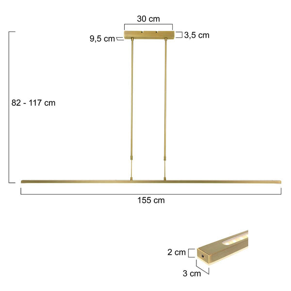 Goudkleurige Hanglamp Zelena 7971GO 155cm breed Instelbare lichtkleur & dimbaar – 3700 lumen