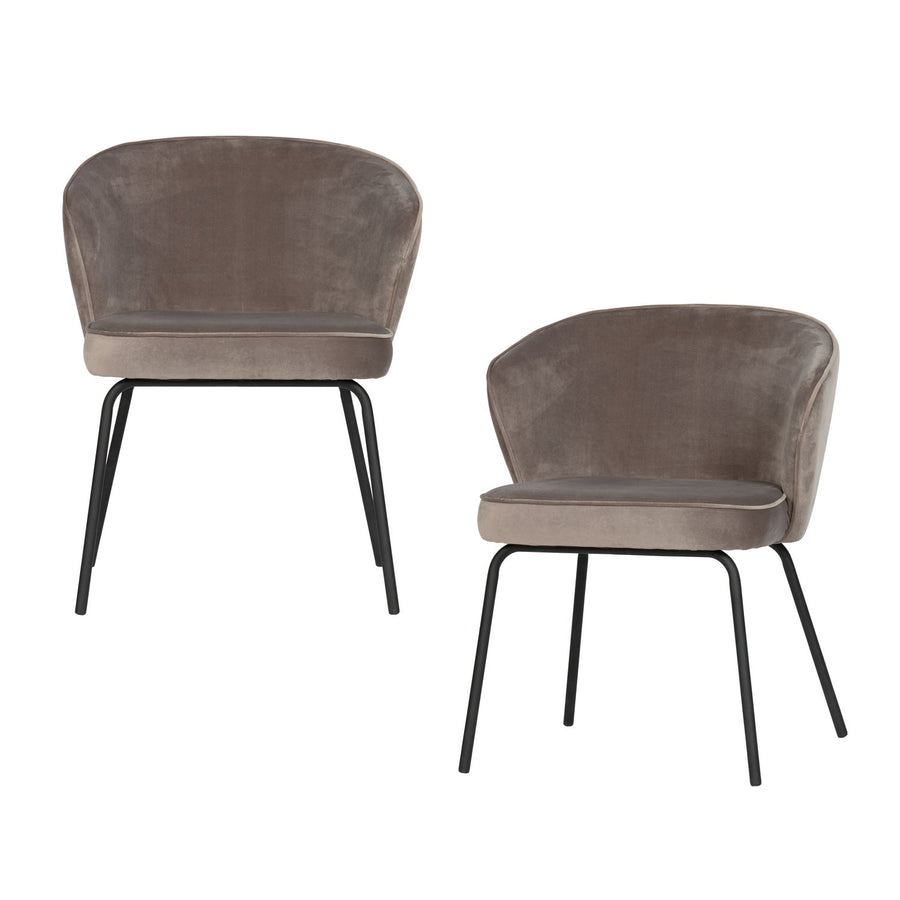 ADMIT EETKAMERSTOEL VELVET KHAKI (set of 2)
