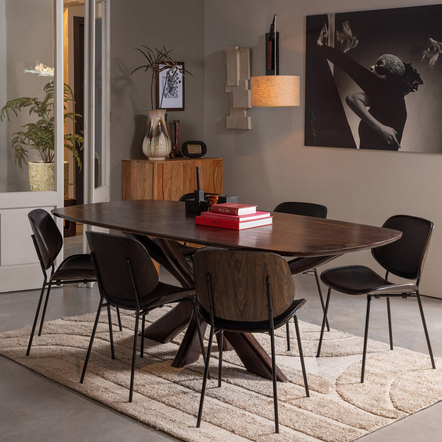 Close in eetkamerstoel leerlook/multiplex zwart - set van 2