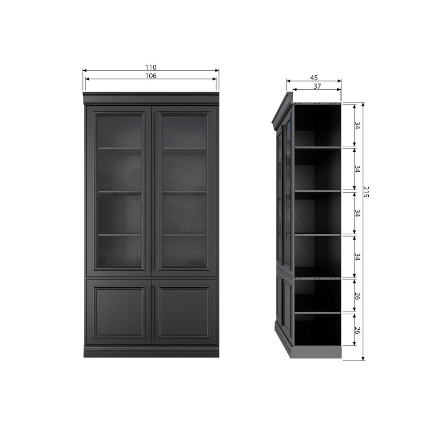 Organize vitrinekast 44 cm grenen matzwart