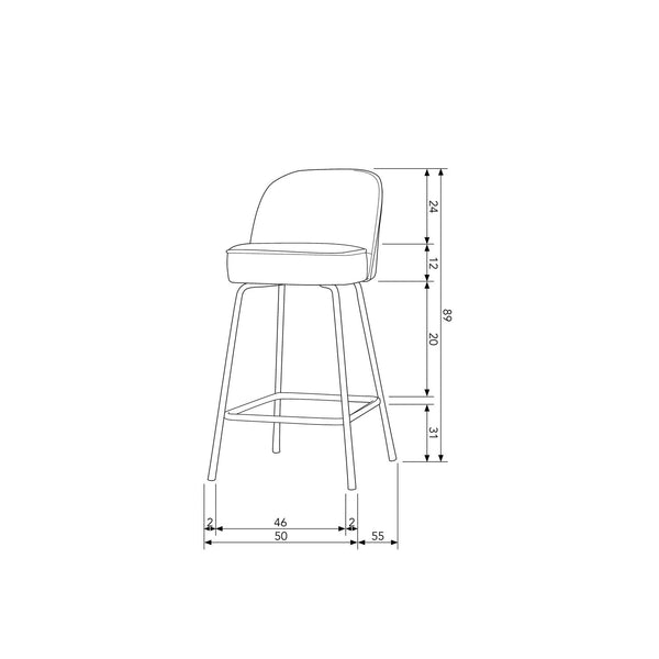 VOGUE BARSTOEL 65 CM LEER COGNAC