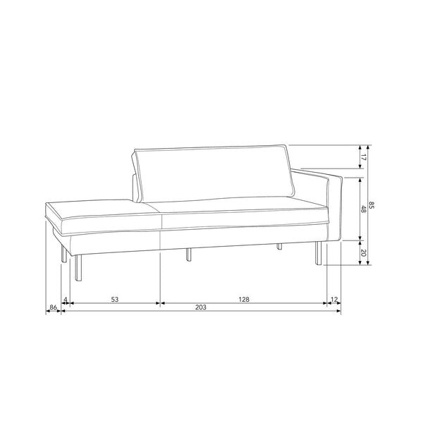 Rodeo daybed rechts velvet roest