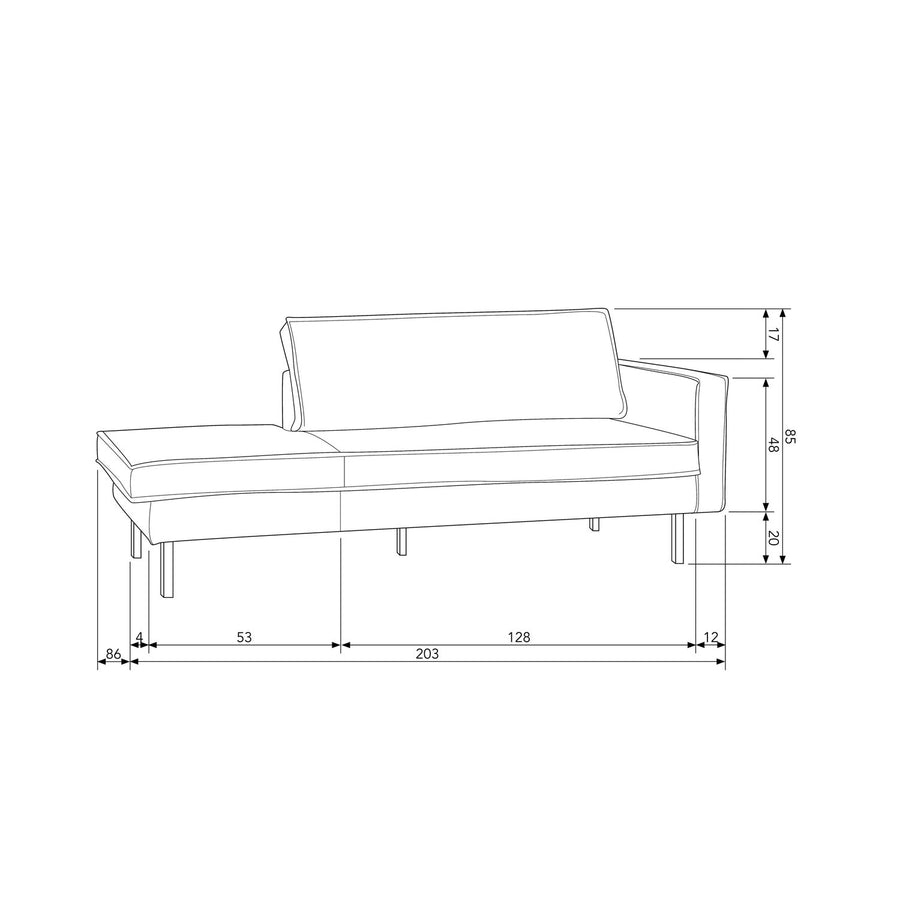 Rodeo daybed rechts velvet roest