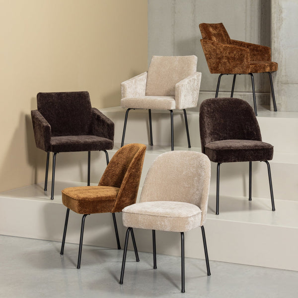 Vogue eetkamerstoel 3d chenille donkerbruin - set van 2