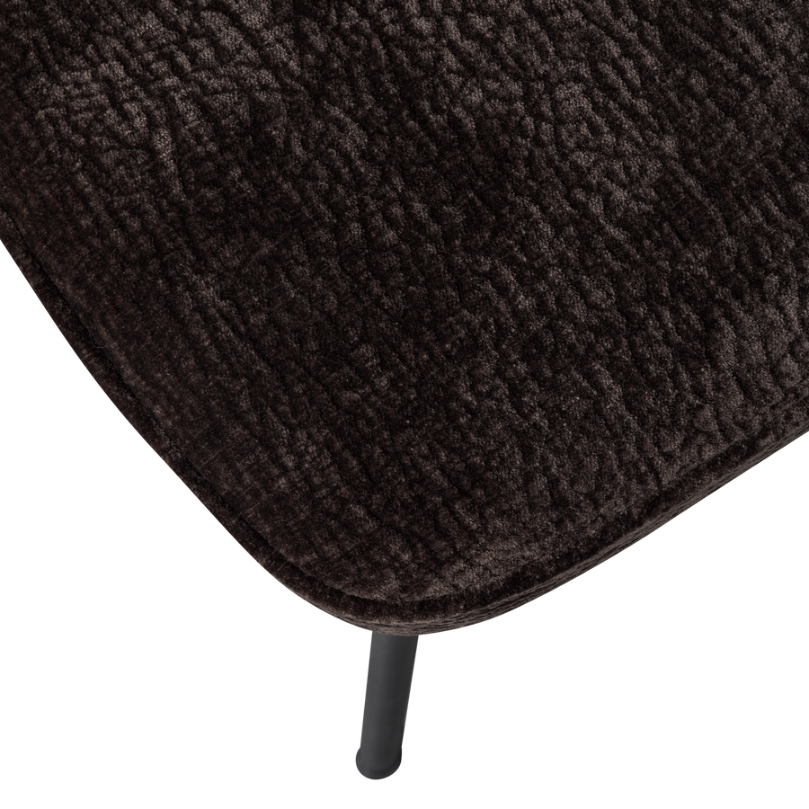 Vogue eetkamerstoel 3d chenille donkerbruin - set van 2