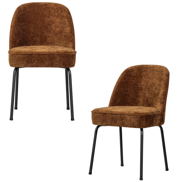 Vogue eetkamerstoel 3d chenille middenbruin - set van 2