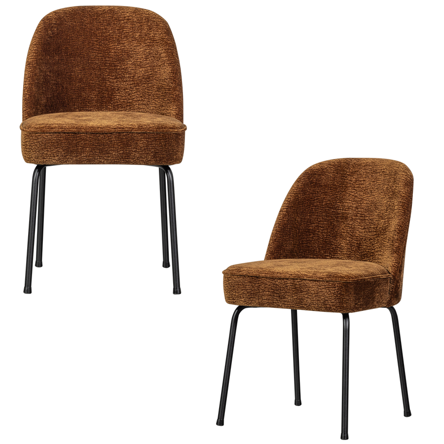 Vogue eetkamerstoel 3d chenille middenbruin - set van 2