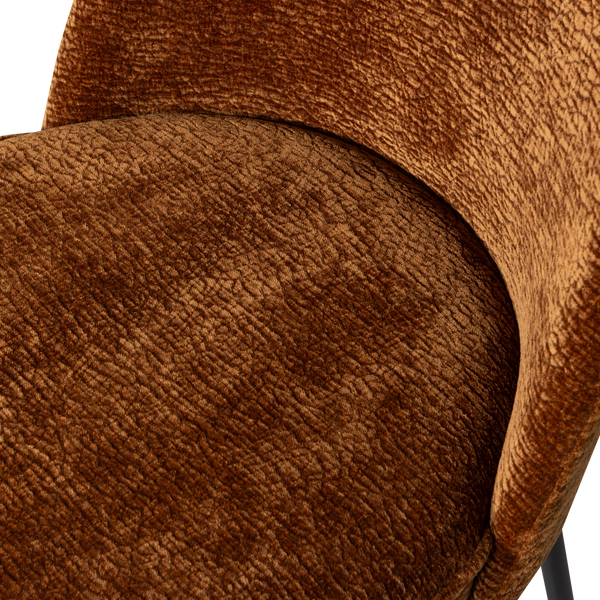 Vogue eetkamerstoel 3d chenille middenbruin - set van 2