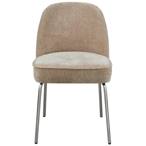 Vogue eetkamerstoel 3d chenille zand chroom poot - set van 2
