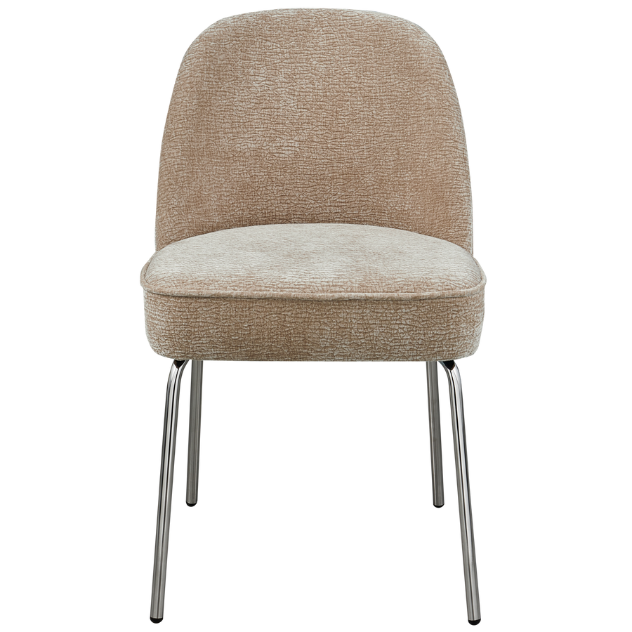 Vogue eetkamerstoel 3d chenille zand chroom poot - set van 2