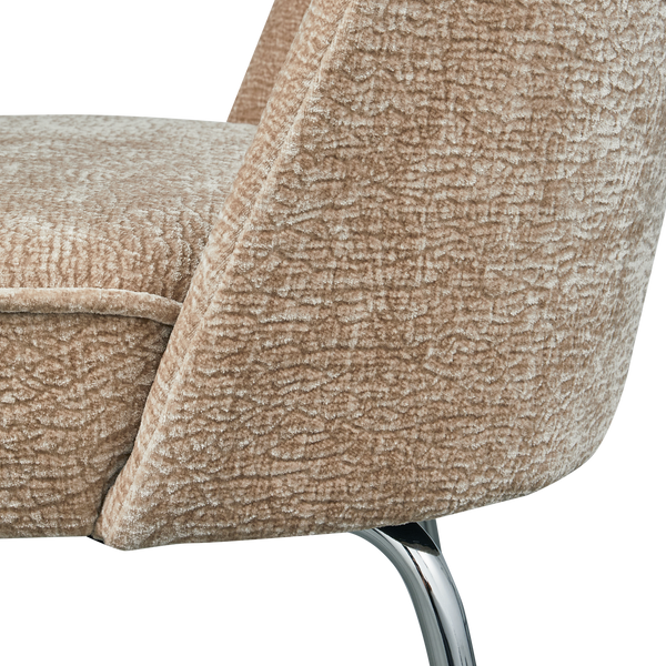 Vogue eetkamerstoel 3d chenille zand chroom poot - set van 2