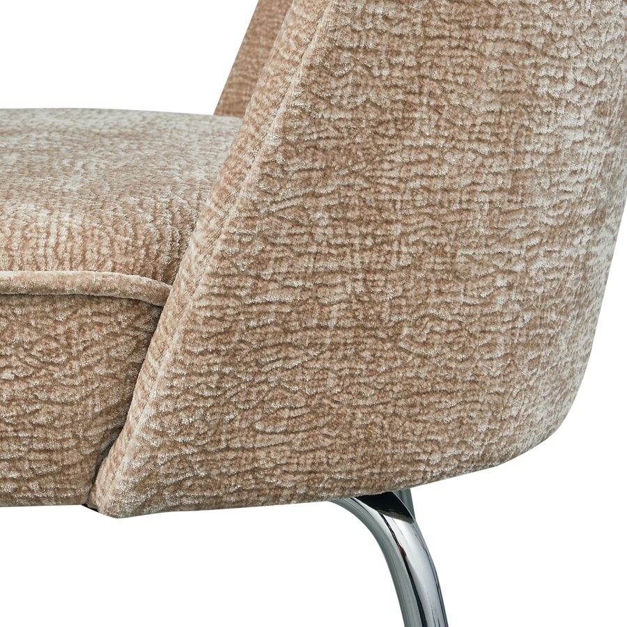 Vogue eetkamerstoel 3d chenille zand chroom poot - set van 2