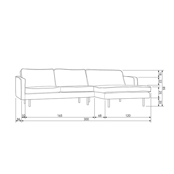 Rodeo chaise longue bank rechts ecoleer cognac
