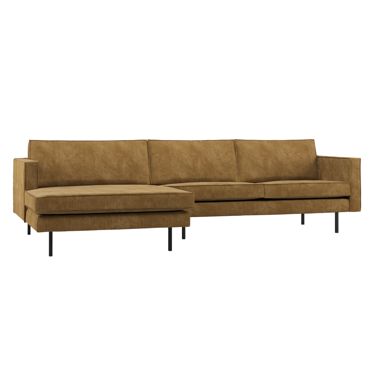 Rodeo chaise longue bank links ribstof honinggeel